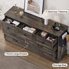 DWVO 7 Drawer Dressers, Buffet Sideboard with Power Outlets, Broad Rustic Wooden Chest of Drawers with Attractive Grain, Storage Cabinet for Living Room, Dining Room, Kitchen, Hallway, Dark Rustic Oak