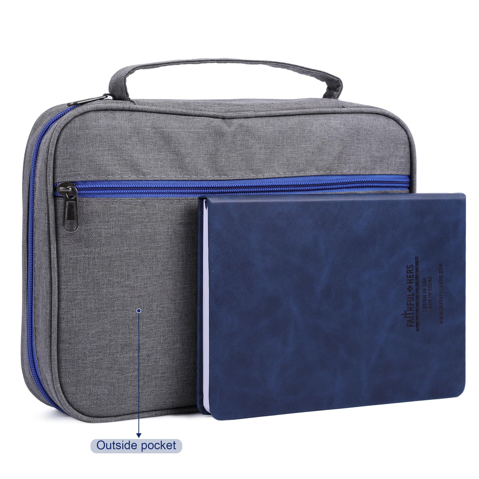 Faithful Hers Bible Covers for Men 2pcs Bible Case Set with Notebook Church Bag Bible Study Book Case with Handle Lightweight Zipper Tote Carrying Bags Christmas Gift