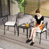DWVO 3 Pieces Patio Set Wicker Furniture Outdoor Table and Chairs Rattan Chair Conversation Sets with Cushions & Coffee Table for Porch Backyard Poolside Garden, Gray