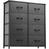 DWVO Dresser for Bedroom, Fabric Tower with 8 Drawers, Tall Dresser, Chest of Drawers for Closet, Living Room, Sturdy Steel Frame, Wooden Top, Easy Pull Handle, Black Ash