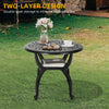DWVO Outdoor Cast Aluminum Round Side Table, Patio Bistro Table with Adjustable Foot Pads for Backyard Garden Porch Balcony, Black