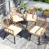 YITAHOME Rattan Outdoor Dining Chairs Set of 4 with Curved Back & Cushions Wicker Bistro Chairs with Armrest Woven Rattan Chair All-Weather Wicker Patio Dining Chair for Outdoor/Indoor, Beige