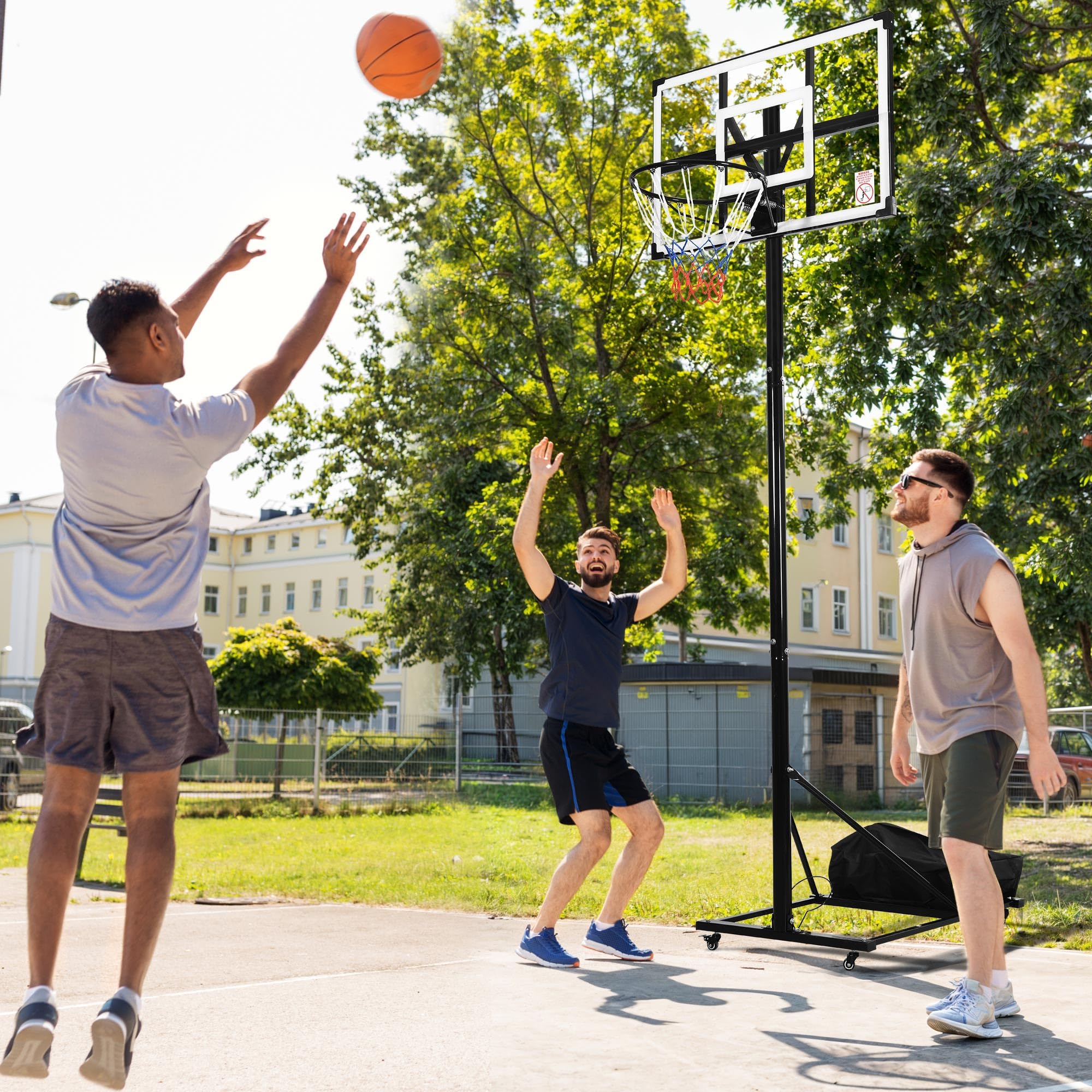 YITAHOME Basketball Hoop Outdoor, Portable Basketball Hoops & Goals, 4.5-10 FT Adjustable Basketball Hoop Outdoor with 44in Reinforced Iron Frame Backboard