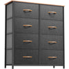 DWVO Dresser for Room, Fabric Dresser with 8 Drawers, Tall Double Drawer, Chest of Drawers for Closet, Living Room, Sturdy Steel Frame, Wooden Top, Easy Pull Handle, Dark Grey
