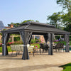 YITAHOME 12X20FT Hard Top Metal Gazebo Patios Double Roof Canopy Aluminum Frame Garden Gazebo Tent Curtains Netting for Patios Backyards Decks Lawns Gray