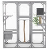 Outdoor Cat House Large Cat Enclosure, Window Catio Walk in Cage with Scratching Post, Platforms and 2 Condos, Cattery Outside Patio Cat Playpen for Mulitiple Cats