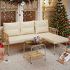 YITAHOME Patio Furniture Set, 3 Pieces Outdoor Wicker Conversation Set, All-Weather Rattan Sectional L-Shaped Sofa Detachable Lounger with Cushions and Coffee Table for Backyard, Porch, Boho - Beige