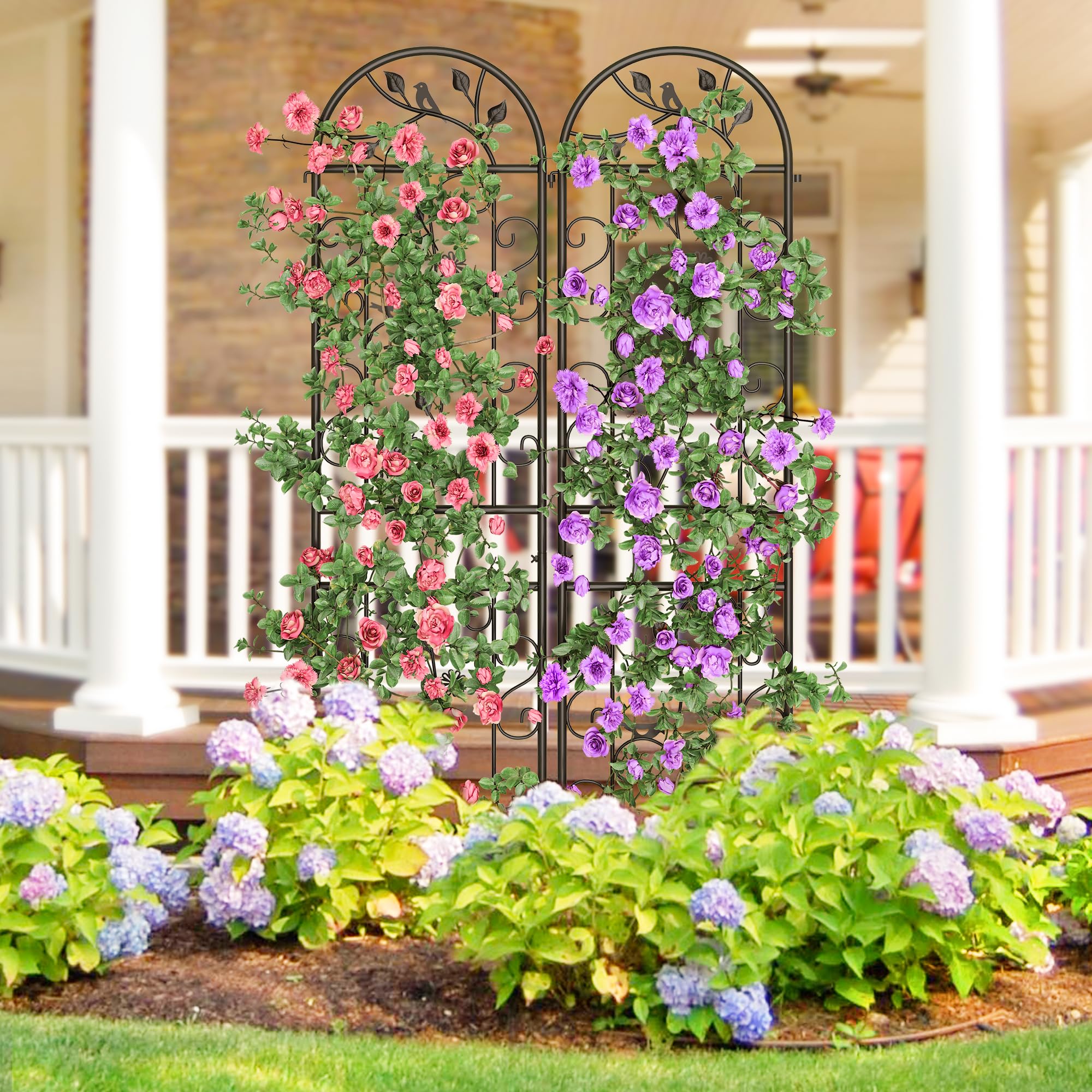 YITAHOME 2 Pack 87x20in Garden Trellises, Black Metal Coated Rustproof Trellis for Climbing Plants Outdoor, Roses, Vegetables, Vines, Cucumbers