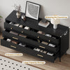 DWVO Black 6-Drawer Dresser with Black Metal Handles, Anti-Tip Design, and Double Storage Cabinet for Entryway - 15.7