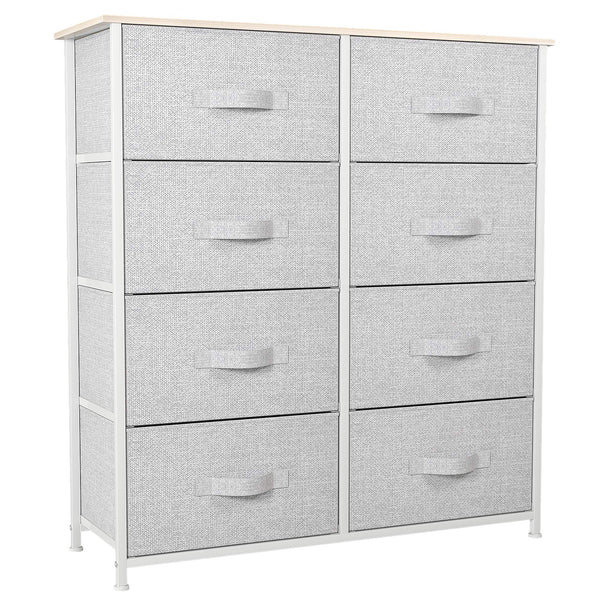 GOOBED 8 Drawers Dresser - Fabric Storage Tower, Organizer Unit for Living Room & Closets - Sturdy Steel Frame, Easy Pull Fabric Bins & Wooden Top