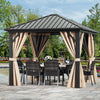 YITAHOME 10X10FT Metal Hardtop Gazebo Outdoor Patio Single Top Canopy Galvanized Iron Aluminum Column Garden Tent Curtains Netting for Backyards Decks Lawns,Brown