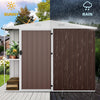 DWVO 8 x 4 ft Outdoor Storage Shed with 2-Tier Shelf, Metal Tool Shed & Garden Storage Cabinet for Backyard, Patio, Equipment & Bike, Brown