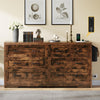 DWVO Farmhouse 6 Drawer Dresser for Bedroom, 31.5 Inch Tall Modern Dresser TV Stand with Large Drawers & Bar Handles, Storage Dressers with Power Outlets, Rustic Wood Chest of Drawers, Rustic Brown