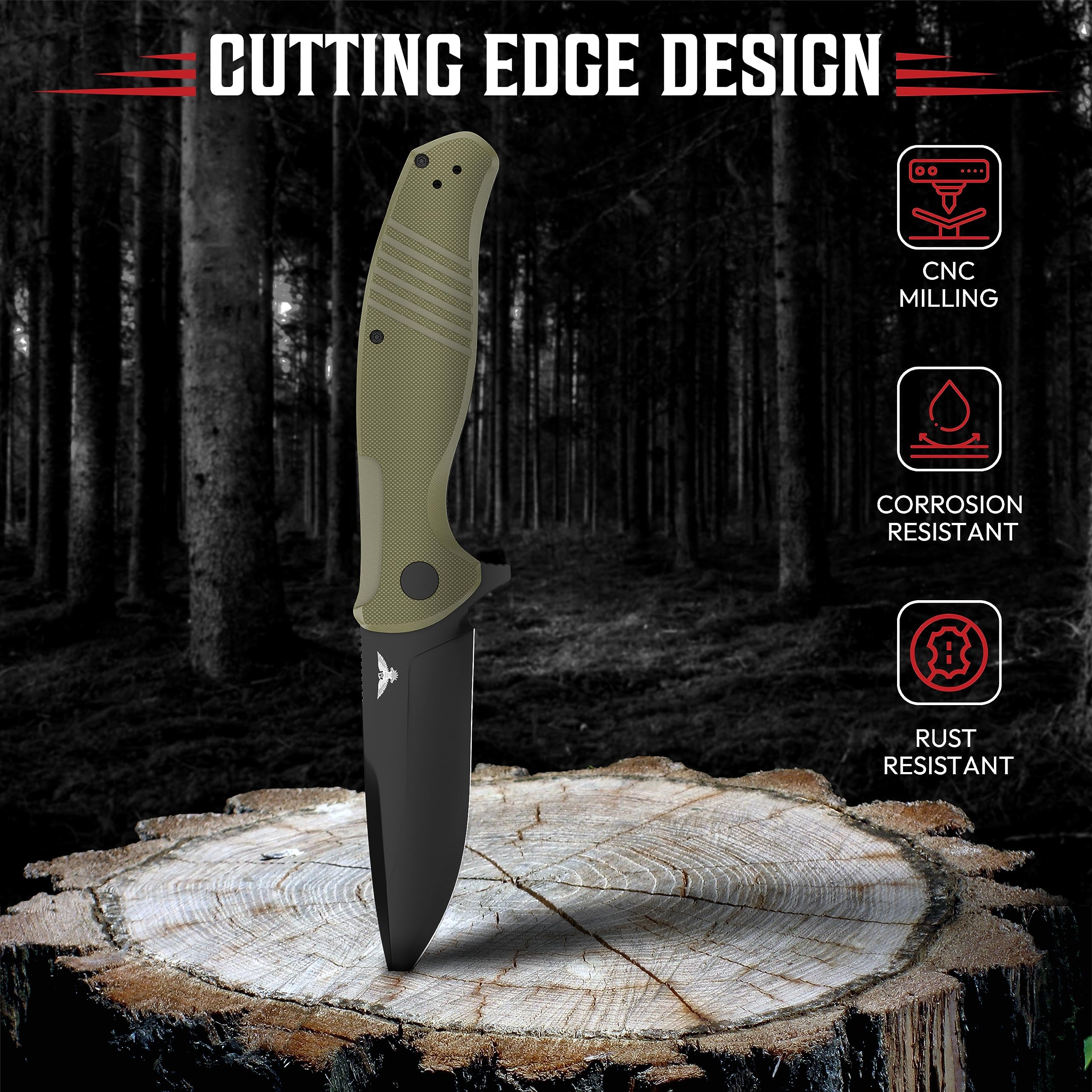 FOUNDING FORGERS D2 Pocket Knife For Men | Tactical EDC Knife With Case 3.75" D2 Knife Steel Flipper Mens Work Pocket Knife Pocket Knives & Folding Knives EDC For Men
