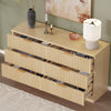 DWVO Fluted Sideboard Cabinet with 6 Drawers, Self-Standing Buffet Cabinet, Modern Drawers Dresser, Wooden Storage Cabinet for Living Room, Entryway, Hallway, Natural Oak