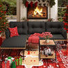 YITAHOME Patio Furniture Set, 3-Piece Outdoor Wicker Conversation Sectional L-Shaped Sofa with 4 Seater for Backyard, Porch, Boho Detachable Lounger with Cushions and Coffee Table - Black