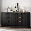 DWVO 6 Drawer Dressers, Chest of Drawers with Fluted Panel, Wide Versatile Storage Dresser Organizer for Living Room, Kitchen and Office, Black