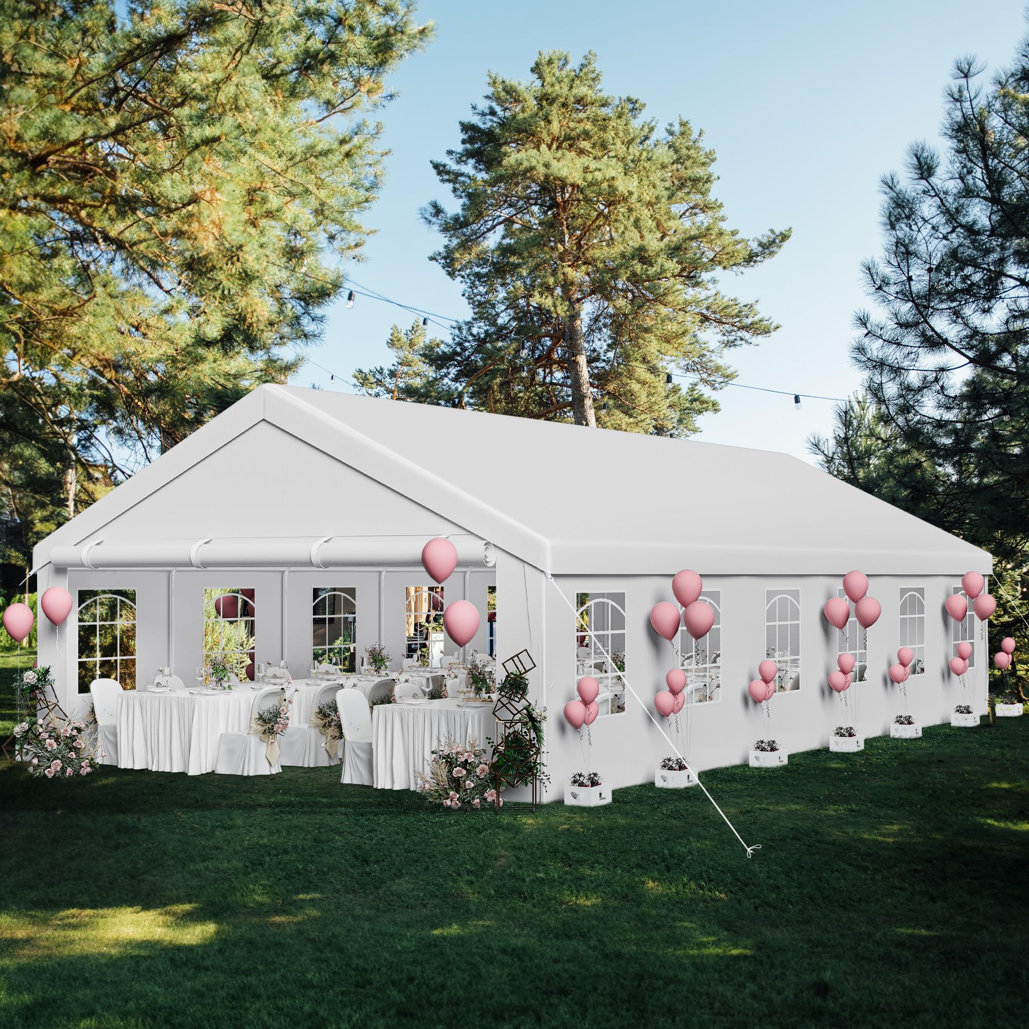 YITAHOME 20x40 ft Party Tent Outdoor Wedding Event Shelters Heavy Duty Upgraded Galvanized Canopy with Large White Roof, Removable Sidewalls