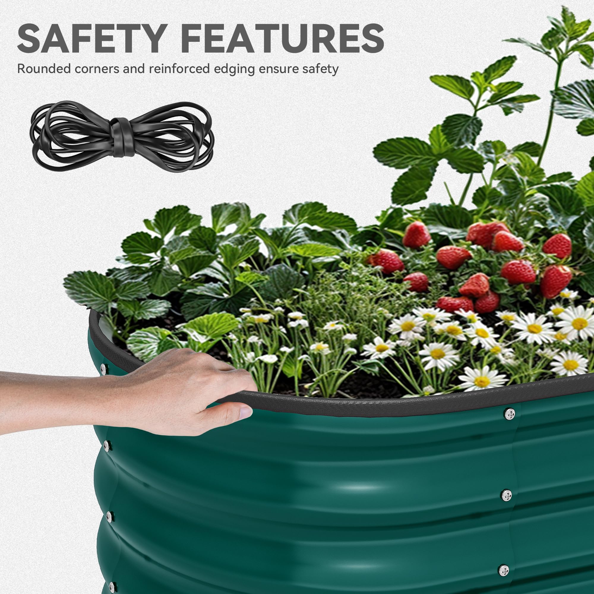 YITAHOME 17" Tall 9 in 1 Large Raised Garden Bed Kit, 8x2x1.4ft Galvanized Metal Planter Box with Gloves & Safety Rubber, Outdoor Above Ground Planters for Plants Vegetables Flowers, Green