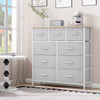 DWVO 9 Drawer Dresser, Light Gray Fabric Storage Tower, Tall Organizer Unit for Room, Living Room, Hallway, Closets - Sturdy Steel Frame, Wooden Top & Easy Pull Bins