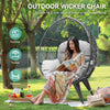 YITAHOME Oversized Wicker Egg Chair for Indoor and Outdoor Use with Stand, Cushion, and Leveling Feet, Large Lounger for Patio, Garden, Backyard, Balcony, Supports up to 330lbs, Grey