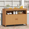 DWVO Poly Lumber Outdoor Sideboard, Patio Bar Table with Storage and Shelves, Weather Resistant Storage Cabinet for Outdoor, Pool and Garden - Brown