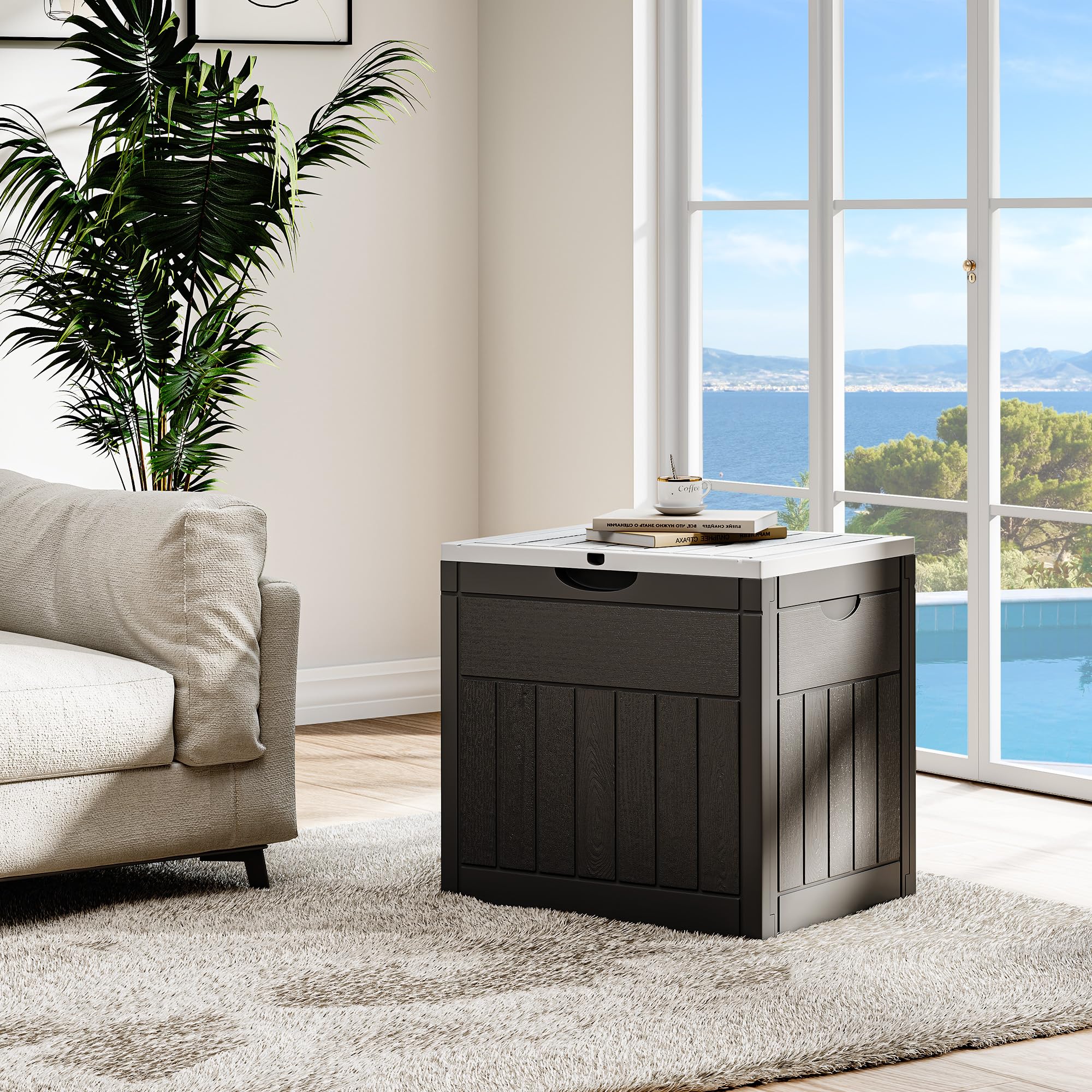 YITAHOME 30 Gallon Outdoor Storage Box, Water Resistant Resin Deck Box, Indoor Outdoor Lockable Storage Container for Patio, Garden, Cushions, Tools, Equipment