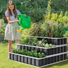 YITAHOME 4x4x2FT 3 Tiers Large Raised Garden Bed, 3 Installation Methods for DIY Outdoor Metal Patio Planter Box with Gloves and Reinforced Frame for Deep-Rooted Plants Vegetables Flowers (Dark Gray)