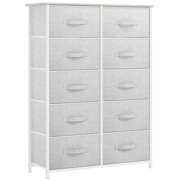 DWVO 10 Drawers Dresser, Fabric Dresser for Living Room, Tall Chest Organizer Unit for Living Room, Hallway