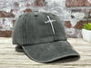 Hepandy Embroidered Three Nails Cross for Toddler, Christian Gifts for Boy Girl, Kids Washed Black Baseball Cap, Child Adjustable Dad Hat