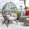 YITAHOME Oversized Wicker Egg Chair for Indoor and Outdoor Use with Stand, Cushion, and Leveling Feet, Large Lounger for Patio, Garden, Backyard, Balcony, Supports up to 330lbs, Grey