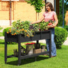 DWVO 47x18x31in Raised Garden Bed, Double Tier Planters with Wheels, Mobile Garden Planter Box for Outdoor/Indoor, Heavy Duty Casters with Brakes, HIPS Poly Wood, Black
