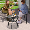 DWVO Outdoor Cast Aluminum Round Side Table, Patio Bistro Table with Adjustable Foot Pads for Backyard Garden Porch Balcony, Black