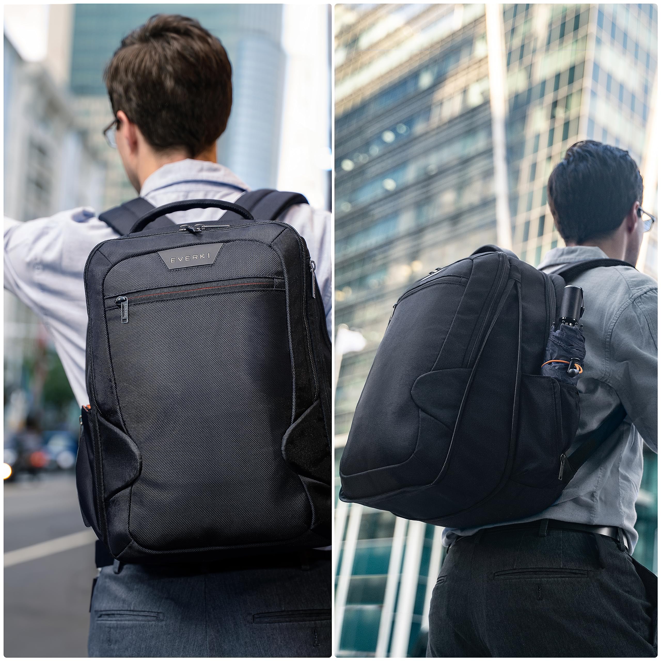 EVERKI Studio Expandable 15 Inch MacBook & Laptop Backpack for Men & Women, Professional Men's Office Backpack, Travel Friendly Computer Back Pack & Bookbag Offers 26L Capacity, Travel Bagpack Black