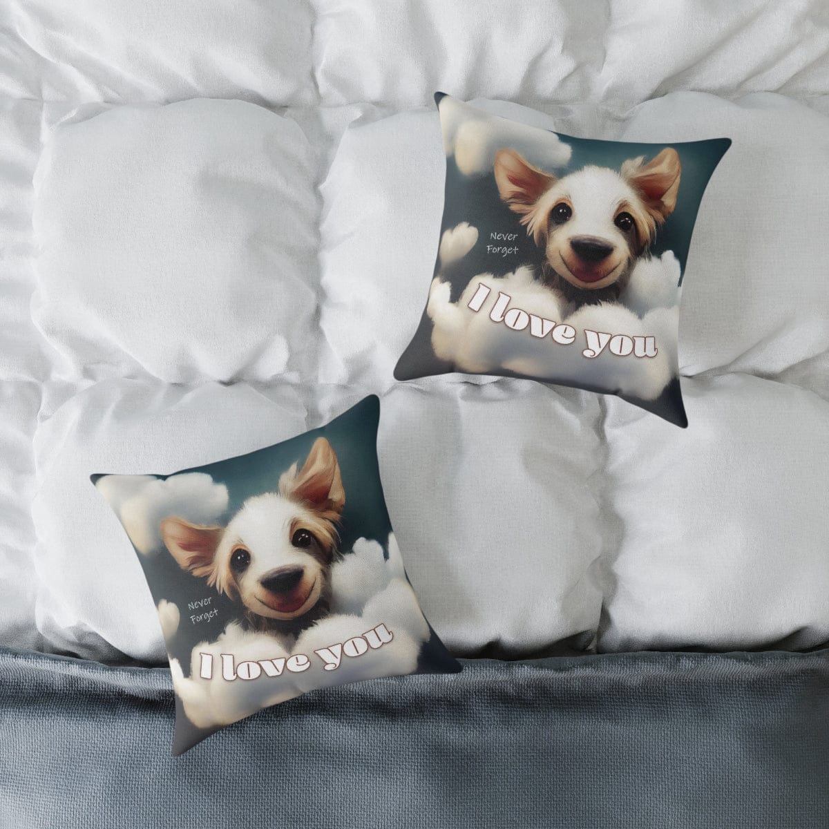 Never Forget I love you - Happy Puppy Pillow - Spun Polyester